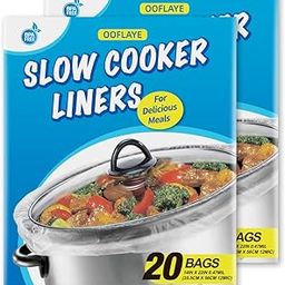 40 Counts Slow Cooker Liners and Cooking Bags, Extra Large Size Fits 6 - 10QT Pot, 14"x 22", BPA Free, Suitable for Oval & Round Pot -2 Pack-image-46