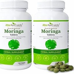 Attar Ayurveda Moringa Tablets 240 Tablets (120 x2, Pack of 2) 500 mg each | Drumstick Leaf Tablets | Pure and Natural, Highly Nutritious-image-1