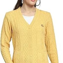 Womens Self Design Yellow V Neck Full Sleeve Cardigan_1243555VN-2454-image-66