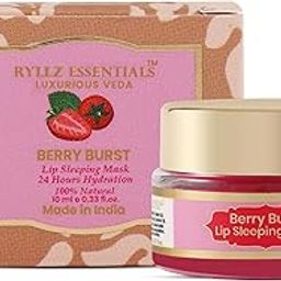 RYLLZ ESSENTIALS Berry Burst Lip Sleeping Mask | with Candillila Wax, Shea Butter, Cocoa Butter, Carnauba Wax, Kojic Acid, Ceramide & Hyaluronic Acid| for Pigmented, Chapped, Dark & Dry Lips | 10 ml-24