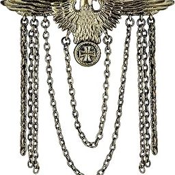 Antique Gold Plated Flying Eagle-Shaped & Chain Sherwani Brooch for Men (BP1101097G)-picture-26