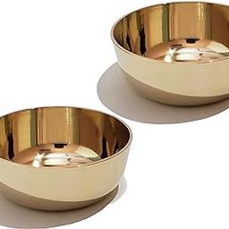 Pure Source (India) Bronze Kansa Solid Bowl - 150ml, 2 Piece, Gold-image-91
