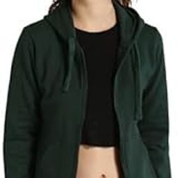 Solid Hooded Neck Long Sleeves Zip-up Jacket For Women's | Green-picture-15