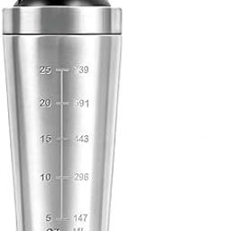 Customised Stainless Steel Protein Shaker Bottle, 750ml, Silver/Black, Pack of 1-image-97