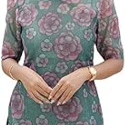 Women's Chanderi Stitched Printed Kurti-11