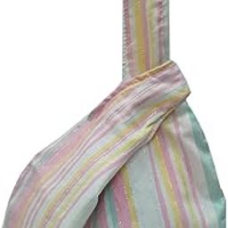 Stylish Cotton Japanese Pattern Wrist Handbag for Women Wristlet Handbag Sleeve Knot Pouch Portable breathable foldable Casual Small Purse Cute Tote Bag For Shopping, Travel-46