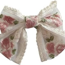 Women 1 Pcs Big Lace Bow Hairpin Embroidered Flower Ribbon Hairpin Jewelry Headband White Hair Accessories (Multicolor)-image-80
