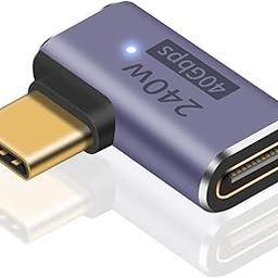 Right Angle USB C Adapter 40Gbps, USB C Right Angle Adapter PD 240W Fast Charging, Adapter Extender with 8K@60Hz Video Compatible with i-Pad, MacBook,Thunderbolt 4/3 Etc (Pack-of-1)-image-35