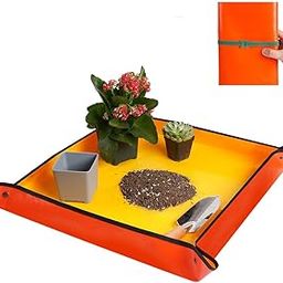HASTHIP® 100*100CM Gardening Mat for for Indoor Bonsai Succulent Plant Care, Waterproof and Foladable PE Garden Mat for Watering Grassland Balcony Nursery Potting and Transplanting Mat Plant Seedling-image-47