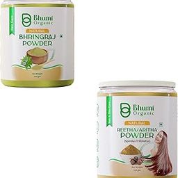 Bhumi Organic Natural Hair Care Powder Set - Bhringraj 200g and Reetha 250g-15