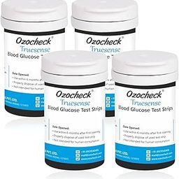 Truesense Test Strips | Pack of 4, With 200 Strips | Blood Sugar Test Machine Testing Strips | Global Iconic Brand | For use with Ozocheck Truesense Glucometer-0