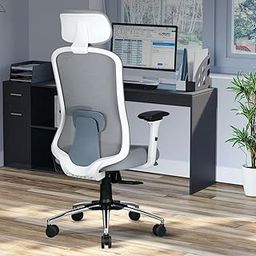 ASTRIDE Erizo Ergonomic Office Chair for Work | Smart 3 Position Multilock Mechanism | 4D Soft Armrest | Adjustable Headrest & Lumbar Support | 3 Years Warranty | Heavy Duty Metal Base [Grey-White]-image-79