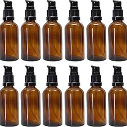 nsb herbals 50 ML Amber Round Empty Glass Bottle With Lotion Pump & Black Cap For Essential Oils, Blends, Skin Care, Cosmetics, Multipurpose Bottle (Pack Of 12)-27