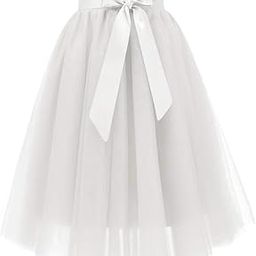 Girls Tulle Skirts A-line Mesh Skirt Tutu Skirts Dress for Toddler Girls(RC_045_White_12-13,White)-image-94