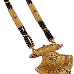 Valentine Day Gift Stylish Mangalsutra for Women Traditional Mangalsutra Gold-Plated Pendant with Black Beads Chain, Floral Design-image-42