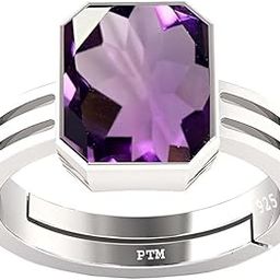 Natural Amethyst/Kathela 3.25 Ratti to 10.25 Ratti or 3 Carat to 9.5 Carat Astrological Certified Gemstone/Square Shape Sterling Silver/925 bis Hallmark Adjustable Ring for Men & Women-image-47