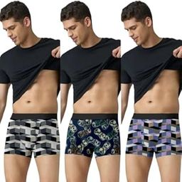 Men's Regular Fit Printed Trunks Underwear | Soft Fabric, Anti-Bacterial and Microfibre Waistband||Pack of Three(UNDGAR-PACK3-7-P)-picture-51