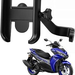 WHIPONE Metal CNC Mobile Holder for Scooter, Scooty & Motorcycle Compatible for Yamaha Aerox 155, Mirror Mount, 360° Rotation, Strong Anti-Slip Grip, Wide Adjustable Fit for All Smartphones (Black)-3