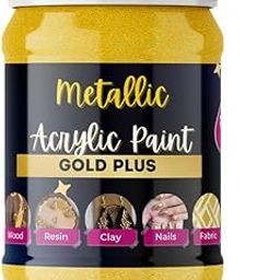 Oytra Metallic Colour Acrylic Paint Set 100 Ml Metal for Professionals Artist Hobby Painters DIY Art and Craft Shimmer Drop Color Set Glass Wood Wall Rock Car Steel Painting Drawings on Canvas (Gold)-1