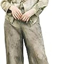 Vintage Style, Cropped Jacket with Decorative Clasps, Wide-Leg Trousers, Sage Green-image-47