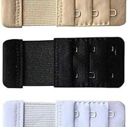 Bra Hook Extender-2 Hook - 3 Eye Bra Increase Band Length Bra Extensions Bra Extender Hook Comfortable Stretchy Bra Extension Strap (Black, White, Nude)-picture-0