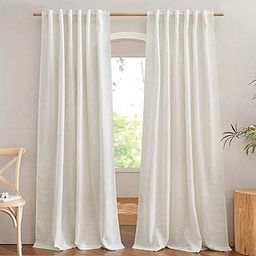 NICETOWN Flax Linen Curtains 84 inch Long, Rod Pocket & Back Tab Semi Sheer Vertical Drapes Privacy Added with Light Filtering for Bedroom / Living Room, Burlap, W52 x L84, 2 Pieces-image-84