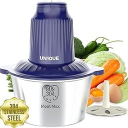 UN1QUE Electirc Chopper for Kicthen, 2L Meat Grinders, 2 Speed Modes, One Touch Operation, 304 Stainless Steel Bowl Food Processor with Egg Whisk & Egg Beater, for Vegetables, Meat, Onion, Garlic-image-15