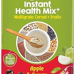 Manna Health Mix Instant Multigrain Cereal, Apple & Guava with Milk. Made with Real Fruits and 8 Supergrains and Millets. No Added Sugar, No Artificial Color, Flavors 200g-0