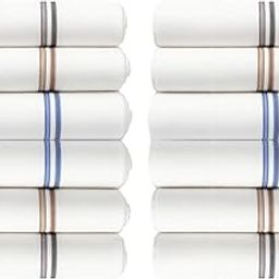 COTTON HANDKERCHIEFS | WHITE WITH STRIPE DESIGN (BLUE, GREY, BROWN) | 100% COTTON | UNISEX | (42CM X 42 CM) | COMBED COMPACT COTTON |-41