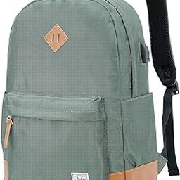 Classical Basic Womens Travel Backpack for College Men Water Resistant Laptop School Bookbag (USB Army Green)-14