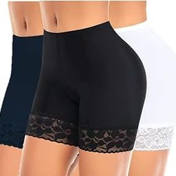 Cotton Cycling Shorts for Under Dresses Women Girls Seamless Anti Chafing Sports Underskirts Mid Thigh Boyshorts Lace Yoga Safety Shorts Regular and Plus Sizes Combo Pack-88