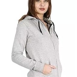 Plain Chain Hooded Zipper Jacket for Women-image-50