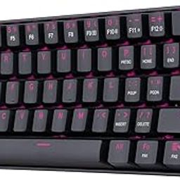 Redragon K630 Dragonborn 60% Wired Pink Single Lighting Gaming Keyboard, 61 Keys Compact Mechanical Keyboard with Brown Switch, Pro Driver Support, Black-22