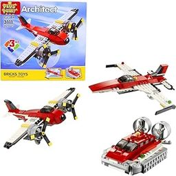 PLUSPOINT Propeller Toy Blocks 3 in 1 Models Adventures Architect Aircraft Jet Plane Educational Creative Learning Construction Building Blocks & Bricks Toy for Children Bright Colors (241 pcs)-10