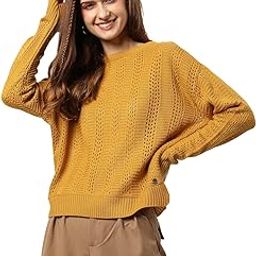 Women's Yellow Regular Fit Sweater for Winter Wear | Round Neck Full Sleeve Woolen Casual Jacket Woman & Girl Western Stylish Women-image-78
