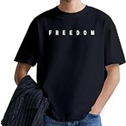 NOTSOFIT Oversized Printed T-Shirt for Men | Stylish Loose Fit Cotton Tshirt | Casual Baggy Half Sleeve Graphic Tee | Trendy Printed Tshirt for Men (Freedom)-image-46