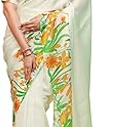 Fabcurate Saree of Swaraj with Floral Border| Women’s Tricolor Saree in Georgette Satin | Saffron, White & Green for Independence Day, Republic Day & Cultural Events | Length 5.5 Meters-10