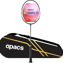 Apacs Accurate 77 (Unstrung, 6.8mm Extra Slim Shaft) 35 LBS Max Tension | Made in Vietnam | Aero Armor Frame (Hi-Tension) | 100% Japanese Graphite Badminton Racket with Free Full Cover (Black Glossy)-43