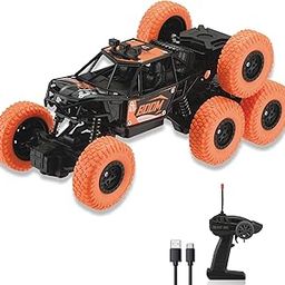 Gooyo GY-88 RC 8-Wheels Rock Crawler Toy | 4x4 Off-Road RC Monster Car with Soft Rubber Tires | High-Speed Rechargeable Rock Crawler | Battery Included | Orange Color | Gift Box Packaging-7