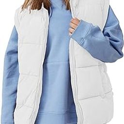 Womens Puffer Vests Sleeveless Puffy Jackets Stand Collar Zipper Coats-picture-42