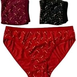 (Pack of 3-Random Colour) Ladies Panties/Boyshort(red and Black)-picture-33