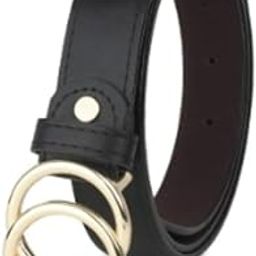 black belt with golden ring buckle for women-image-0