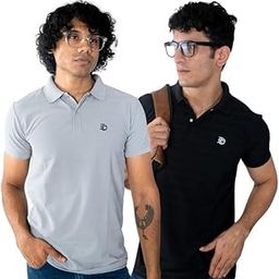 Polo Neck T-Shirt for Men | Super Rich Cotton Slim Fit Polo T-Shirt Half Sleeve Tshirt-Pack of 2-image-79