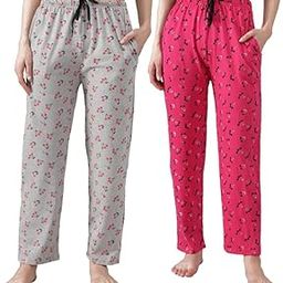 Women's Cotton Printed Pyjama Pants, Elastic Waist, Casual Loungewear, (Set of 2)-image-107