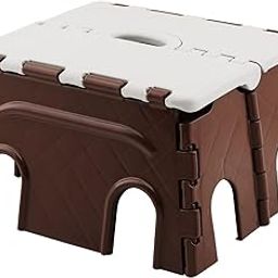 Primelife Plastic 7 Inch Folding Step Stool,Super Strong Foldable Stool for Adults & Kids, Portable Plastic Step Stool, Non Slip Folding Stools for Kitchen, Bathroom, Bedroom, Office (Brown - White)-4
