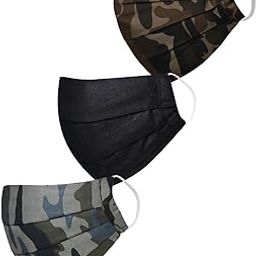 VASTRAMAY Unisex 2 -Ply Camouflage and Solid Reusable Anti-Pollution Comfortable Half Face, Ear Loop Cotton Welness Masks in Green - Pack of 3-picture-47