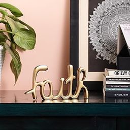 PURESTORY Faith Sign Decor | Decorative Items For Home Living Room | Metal Word Sign | Gift Items For Home Decoration | Decoration For Room, Library | Tabletop For Gallery & Office - Gold-image-15
