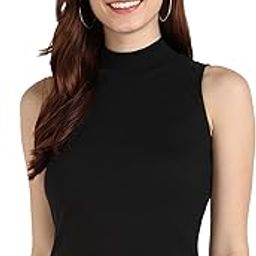 Womens Tank Top High Neck Cotton Top Stylish Women Top-12