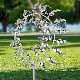 ATORSE Metal Windmill Garden Decoration Rotatable Outdoor Display Artwork 30x96.5cm Silvery-image-19