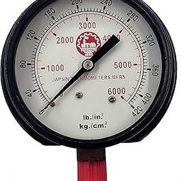 Japsin Dial Pressure Gauge 0-6000 PSI(0-420 Kg/cm2), MS Body Dia Size 4"(100 MM), Bottom/Vertical Connection Brass 3/8" BSP-picture-2